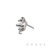 316L SURGICAL STEEL THREADLESS PUSH IN CZ HEART SNAKE COBRA TOP PART (ONLY)